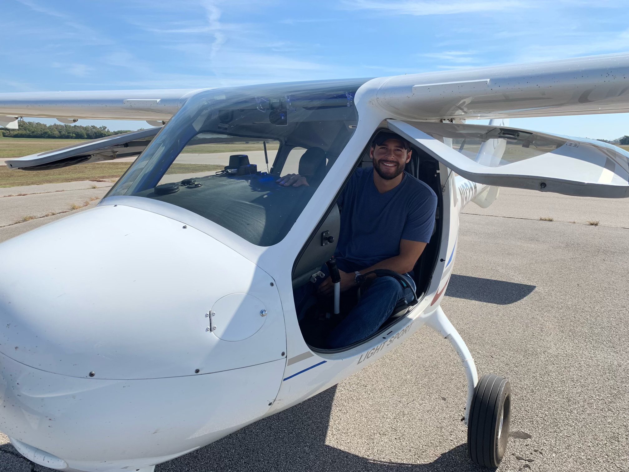 Student pilot in aircraft